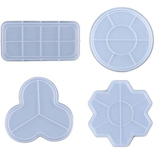 Silicone Ashtray Mold Coasters Epoxy Resin Molds Rectangle Irregular Round Coasters Mould DIY Craft Making Tools Homedecor