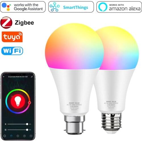 Zigbee Led Bulb Tuya B22 E27 Home Bulb Light 85-265V APP Control WiFi Lamp RGB 12W 15W Google Home Alexa Magic Indoor Lighting