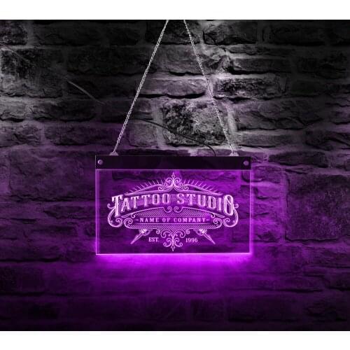 Tattoo Studio Custom LED Neon Sign Custom Tattoo Salon Company Name Vintage Logo Business Wall Sign With LED Lighting Changes