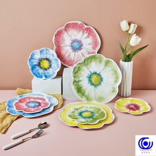 10-inch plate fresh flower fairy series snack plate kitchen plate living room exquisite hand-painted lace ceramic flat plate