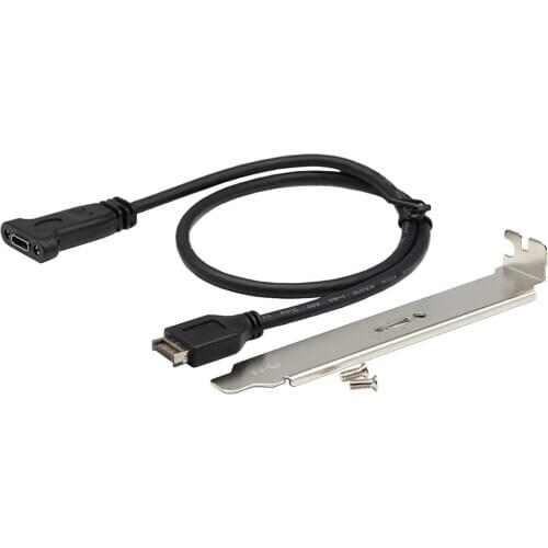 50cm USB 3.1 Front Panel Header to USB-C Type-C Female Extension Cable with Panel Mount Screw