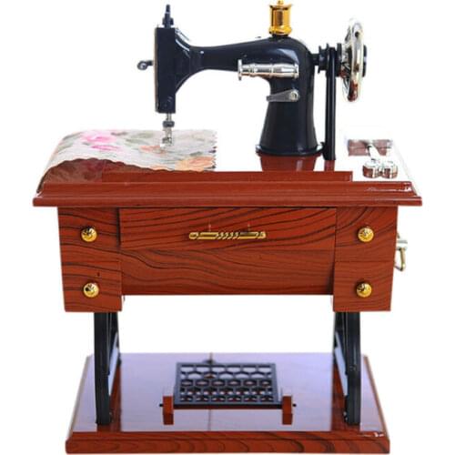 Faroot Vintage Mini Sewing Machine Music Box Party Birthday Gift Home Table Decor Cafe Store Ornaments