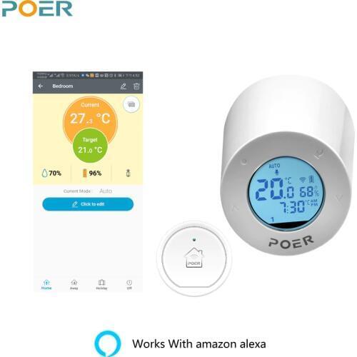 WiFi Smart Thermostat radiator Controller Thermoregulator integrated with boiler humidity display works with Alexa