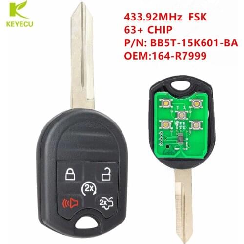 KEYECU Replacement Keyless Remote Key Fob 5Button for Flex Fusion Five Hundred Explorer Expedition Edge BB5T-15K601-BA 164-R7999