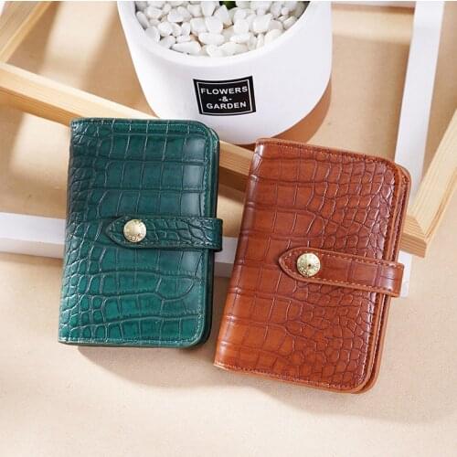 Womens Wallet Short Simple Crocodile Pattern Zipper Buckle Two Fold Small Student Coin Purse Wallets Card Holder Money Bags
