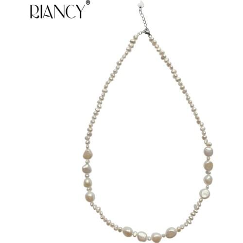 RIANCY retro natural freshwater baroque pearl necklace female elegant temperament simple clavicle chain for women wedding gift
