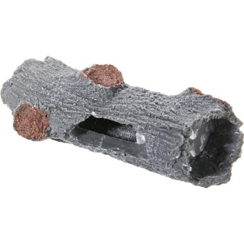 Aquarium Log Hide Hollow Tree Resin Fish Tank Decoration Accessories for Squid Shrimp Turtle 12.5x6.5x5cm