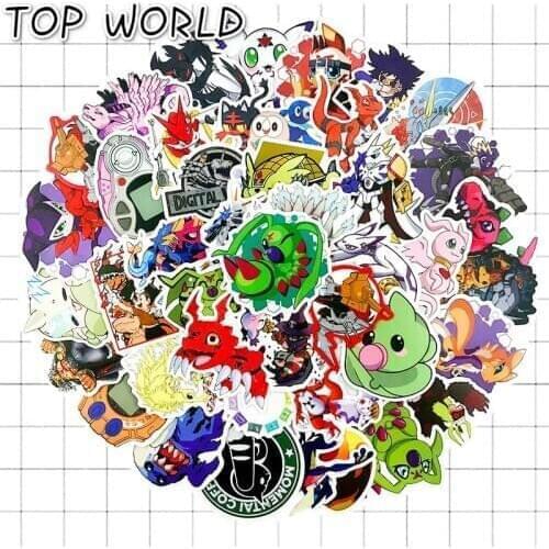 10/50pcs/set Digital Monster Japanese Anime Stickers For Diy Bicycle Motorcycle Scrapbook Skateboard Snowboard Laptop Luggage