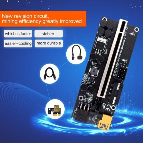 10PCS TISHRIC PCIE Riser PCI E x16 VER009s PLUS Mining Riser 009s Plus Video Card Extension Cable USB 3.0 3 IN 1 Riser Card