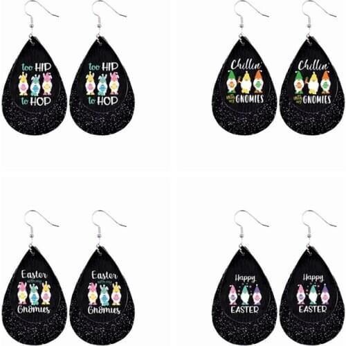 2021 Happy My First Colorful Happy Easter Gnomes Eggs Earrings Bunny Boy Earrings Stock