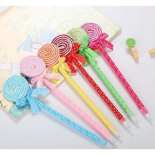 24 Pcs Creative Stationery Ballpoint Pen Cute Cartoon Learning Supplies Fresh Candy Color Medium Oil Pen Kawaii School