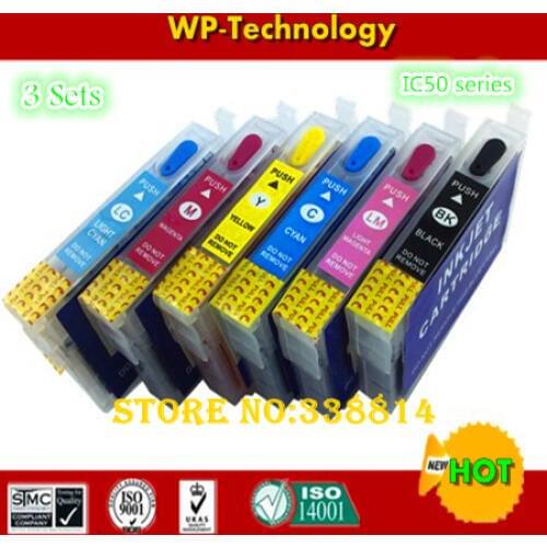 [3 sets] Empty refill ink cartridges suit for ICBK50 - ICLM50 , IC50 suit for Epson PM-G850/G4500/T960/A940/A920/A840S/D870 etc