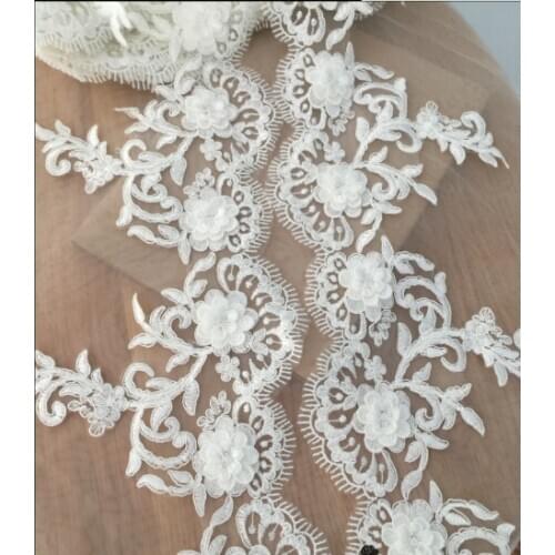 3D Flower Bead Trim Lace Embroidery Mesh lace special fabric African French Wedding Bridal lace