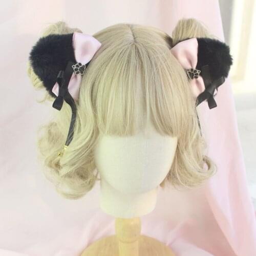 5 Colors Cosplay Kawaii Plush Cat Ear Bell Plush Hairpin Headwear Soft Sister Cute Handwork Cute Bow Hair Clip Headdress