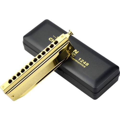 SWAN 12 Hole/48 Tone Chromatic Harmonica Golden Mouth Organ C Key Professional Wind Musical Instrument Harp Gift Kid Child Adult