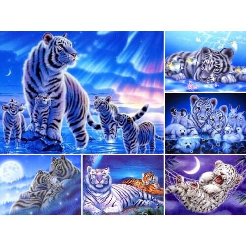 5D DIY Diamond Painting Animals Tiger Landscape Cross Stitch Kit Full Drill Square Embroidery Mosaic Art Picture Rhinestones