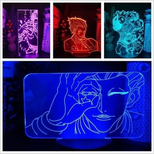 Anime Hunter X Hunter 3D Lamp Action Figure Gon Freecss Killua Zoldyck Kurapika Hisoka Figma Bedroom Decor HXH Figurine Model