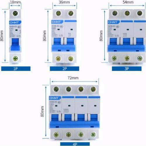 Air circuit breakers NXB-63 4P 2A 3A 6A 10A 16A 20A 25A 32A 40A 63A 230V 220V 50HZ 60HZ Miniature Circuit breaker MCB
