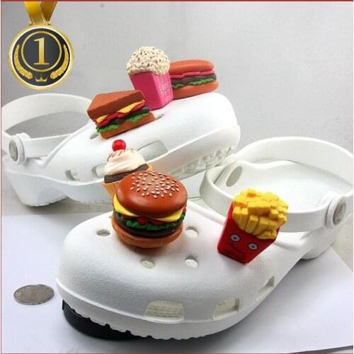 Burger Fries Sandwich Cake Crocses Charms Designer DIY Shoes Decaration for Croc Jibbi Clogs Kids Boys Women Girls Gifts