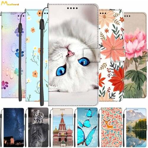 Cute Cat Leather Flip Cover For Xiaomi Mi Note 10 Pro Case Book Style Wallet Holster For Xiaomi Mi Note10 Case Minote10 Funda
