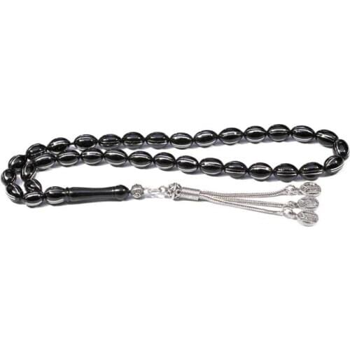 Double Fission Inlaid Jet Rosary (Tasbih)