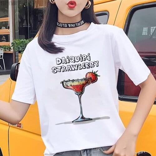 Cartoon juice printing T-shirt womens Harajuku cute kawaii summer casual T shirt clothing fashion plus size tops female Tshirt