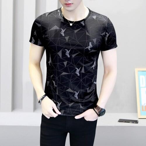 T-Shirts Men Summer Clothing Male T shirts Ice Silk Tops & Tees Fashion Print Short Sleeve O-Neck Jersey Man Plus Size 4XL
