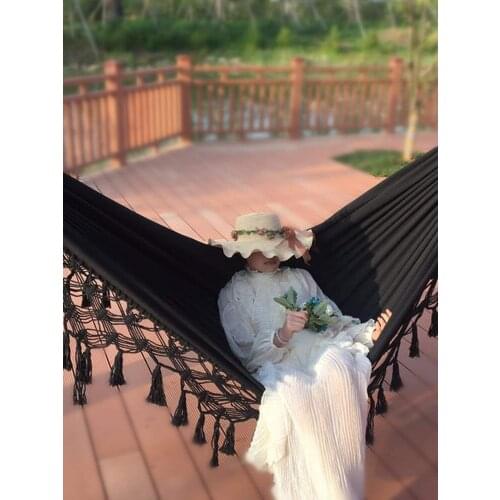 Camping Hammock Home Garden Furniture Camping Hammocks Tassel Sleeping Outdoor Backyard Swing Beds for Garden Furniture Hammocks