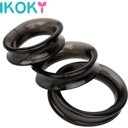 IKOKY 3pcs/Sets Elastic Penis Ring Male Masturbator Cock Ring Dildo Extender Delay Ejaculation Sex Toys for Men Adult Products
