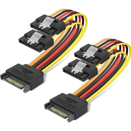 SATA Power Extension Cable,2 Pack 15 Pin SATA Male to Female Extender Cable Cord Adapter for Hard Drive Disk,HDD, SSD