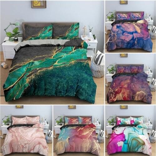 2/3PCS Colorful Marble Texture Duvet Cover Set 3D Print Luxury Bedding Set Bedroom Decor King Queen Twin Single Size Bedclothes
