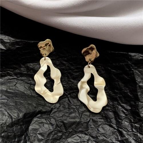 S925 Korean Temperament Simple Retro Geometric Irregular Resin Earrings Girl Minority Elegant Earrings Fashion Trend