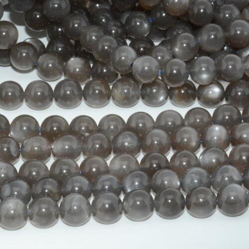 Natural Darker Grey Moonstone Loose Round Beads 8mm