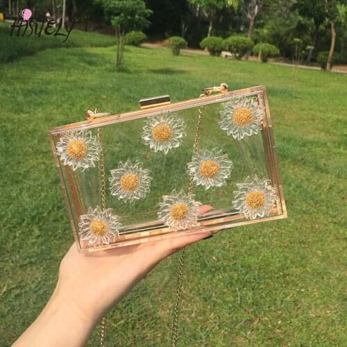 Summer Women Acrylic Clear Cute Transparent Crossbody Bag female Handbags and Purses Clutch Evening bag small chain square bag