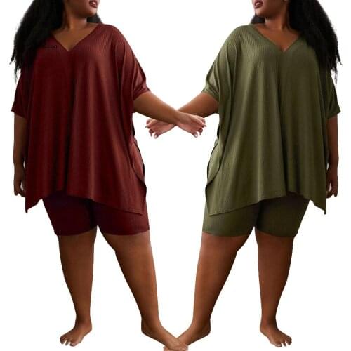 Europe and the United States fashion leisure loose size summer short sleeve pants two sets of womens spot wholesale