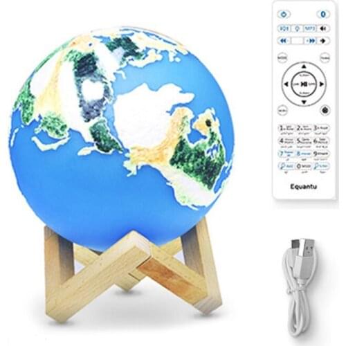 Muslim Quran Bluetooth Speaker 3D Printting Pattern on Surface Earth Lamp Audio Player Wireless Colorful LED Earth Light L69B