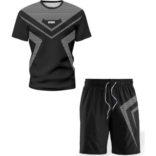 2021 Summer New Mens Sets Tracksuit Men Sweatshirt Drawstring Outfit Sportswear T-Shirt Male Set Pullover Casual Two Piece Set