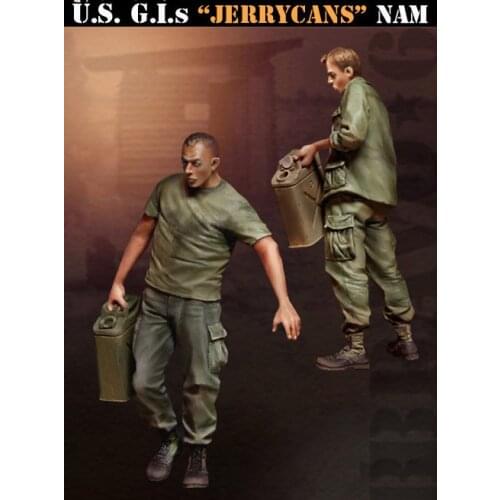 Unpainted Kit 1/ 35 Soldier of US G.I.s Jerrycans Vietnam War figure Historical resin Figure Resin Kit Free Shipping