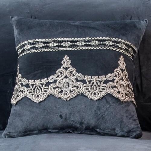 Nordic Style Velvet Pillow Case Sofa Bedding Decorative Lace embroidery Pillow Cover Home Decor Short Plush Cushion Cover
