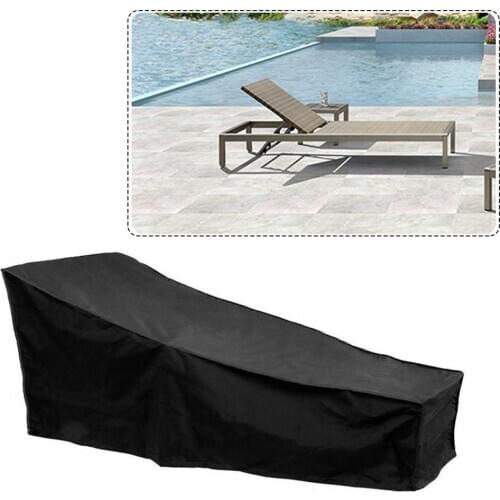 Outdoor Sun Lounge Chair Cover 210D Oxford Black Furniture Dust Cover Waterproof Portable Lounge Chair Protective Cover
