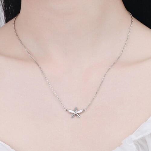 KOFSAC New Fashion Silver Color Necklaces For Women Simple Elegant Flower Pendant Jewelry Girl Birthday Gift Daily Wear
