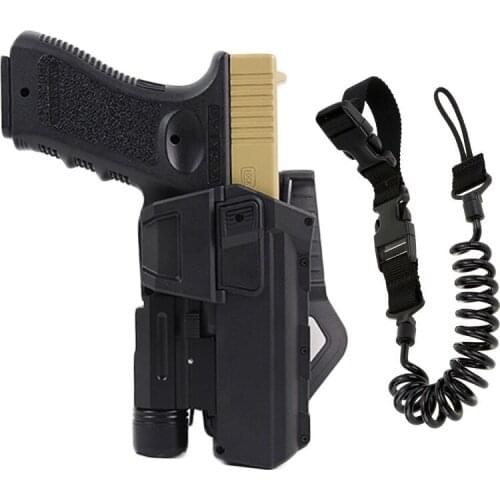 Movable Gun Holsters for Colt 1911 Glock 17 18 Airsoft Pistol Gun Holster Fit Flashlight or Laser Mounted Right Hand with Sling