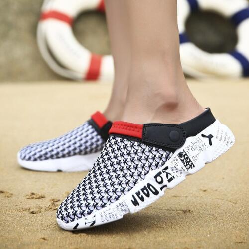 Men Women Summer Sandals Mesh Breathable Padded Outdoor Hole Beach Slippers Non-slip Light Garden Shoes Casual Flat Bath Slipper