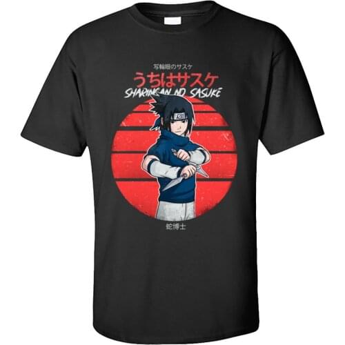 Sasuke sharingan T Shirt Men Japan Anime Tshirt Round Neck Summer Autumn Cotton Fabric Top T-shirts Cool Short Sleeve T Shirts