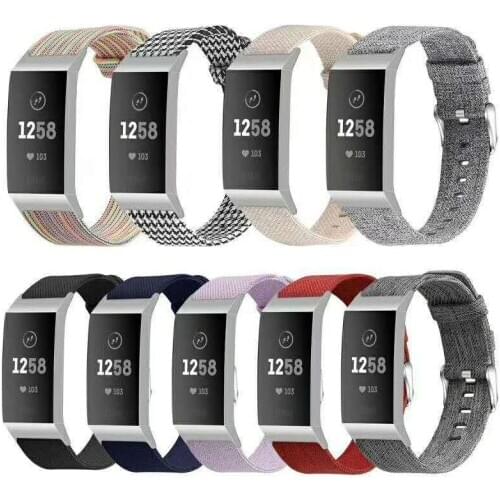 Woven Bands for Fitbit Charge 4 / Charge 3 SE, Soft Breathable Canvas Fabric Replacement Wristbands Strap Sports Accessories