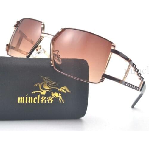 Oversized Frameless Sunglasses Women Metal Frame 2019 Brown Gold Black Punk Sun Glasses for Men Retro Uv400 Clear Lens NX