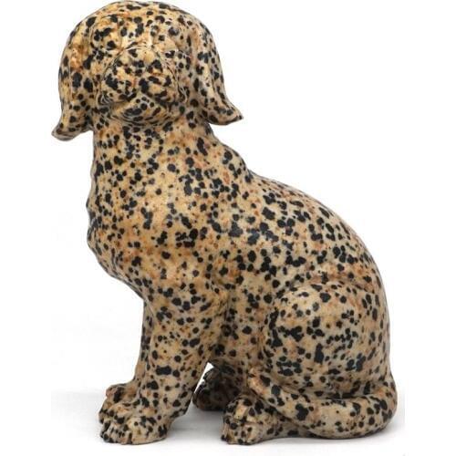 4.4" Dog Statue Natural Gemstone Dalmation Jasper Hand-Carved Crafts Home Decor