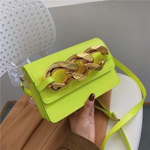Thick Chain Crossbody Bags PU Leather Shoulder Bags for Women 2021 Summer Simple Handbags and Purses Female Brand Totes