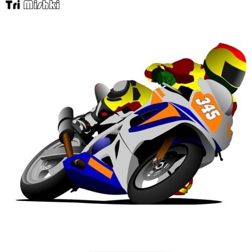 Tri Mishki WCS446 12*17cm biker motocycle on board car sticker funny PVC coloful Decals Motorcycle sticker