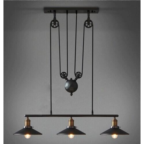 Vintage Pendant Lights Fixtures Loft Style Hanglamp Pulley Retro Lamp Black Metal Industrial Lighting Bedroom Dining Room Bar